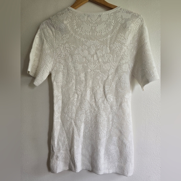 NEW! Marie Oliver, Crissy Jacquard Tee Shirt, Daisy (Ivory),Size Large,MSRP $224 - Picture 6 of 11